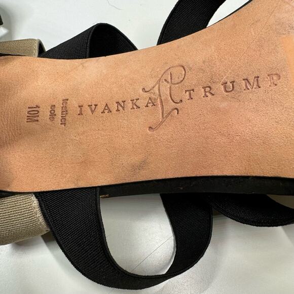 Ivanka Trump Acadia Elastic Strap Sandals 4" Heels Light Natural Womens Size 10M - Picture 8 of 9